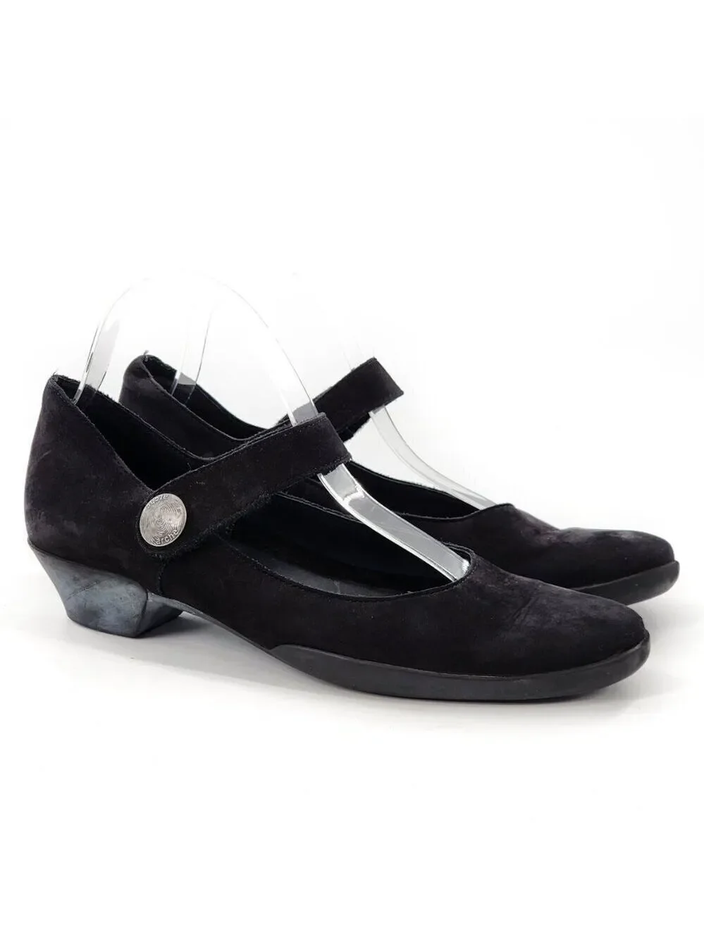 ARCHE Black Leather Mary Jane Pump‎ Heels